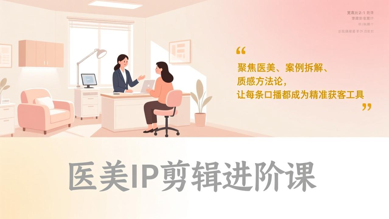 医美IP剪辑进阶课，聚焦医美、案例拆解、质感方法论，让每条口播都成为精准获客工具| 网创圈