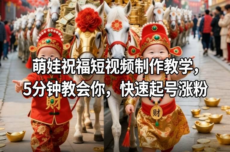 萌娃祝福短视频制作教学，5分钟教会你，快速起号涨粉| 网创圈