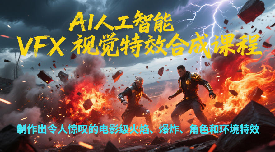 AI人工智能VFX视觉特效合成课程，制作出令人惊叹的电影级火焰、爆炸、角色和环境特效| 网创圈