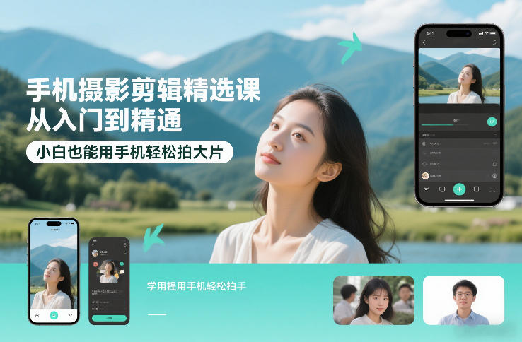 手机摄影剪辑精选课，从入门到精通，小白也能用手机轻松拍大片| 网创圈