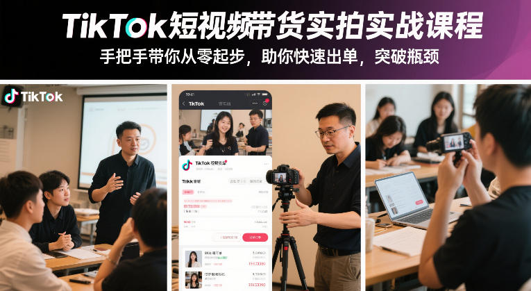 TikTok短视频带货实拍实战课程，手把手带你从零起步，助你快速出单，突破瓶颈| 网创圈