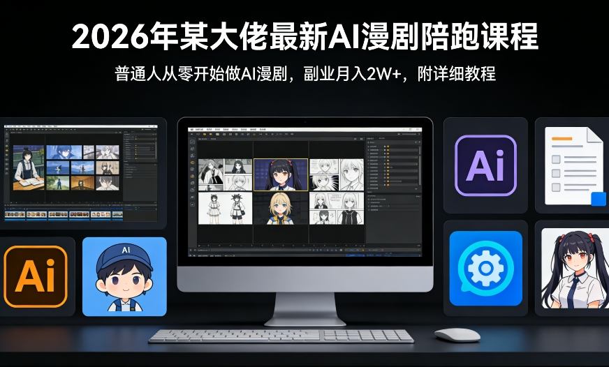 26年某大佬最新Ai漫剧陪跑课程，普通人从零开始做AI漫剧，副业月入2W+| 网创圈
