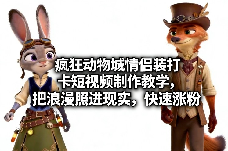 疯狂动物城情侣装打卡短视频制作教学，把浪漫照进现实，快速涨粉| 网创圈