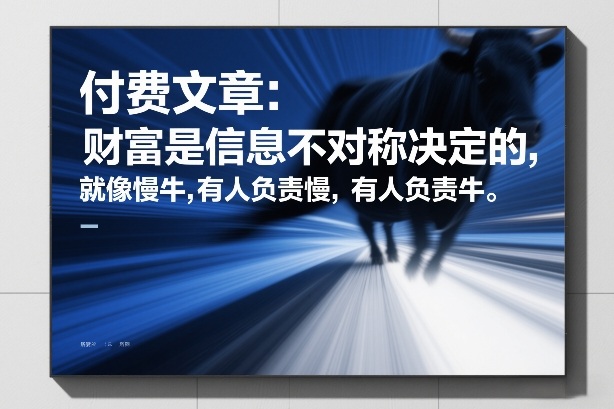 付费文章：财富是信息不对称决定的，就像慢牛，有人负责慢，有人负责牛| 网创圈