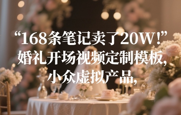 168条笔记卖了20W！婚礼开场视频定制模板，小众虚拟产品| 网创圈