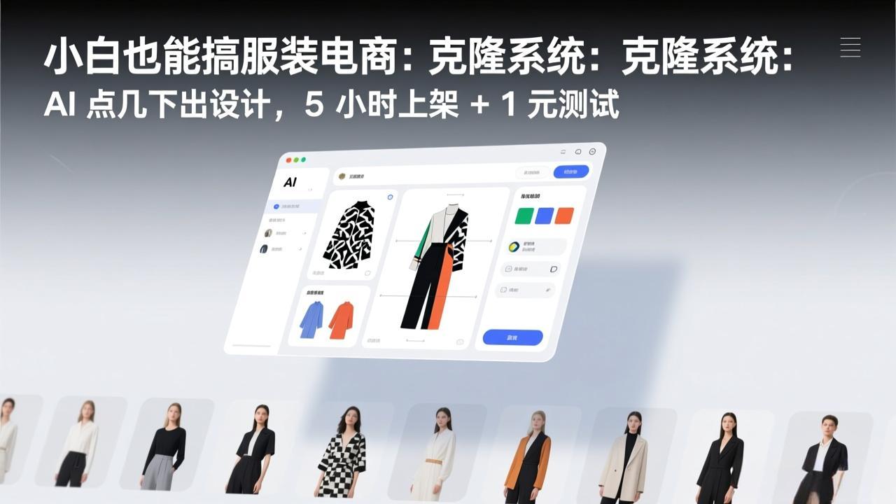 小白也能搞服装电商：克隆系统：AI 点几下出设计，5 小时上架 + 1 元测试| 网创圈