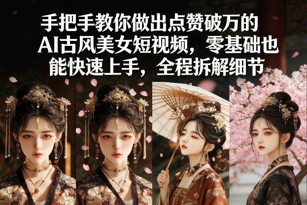 手把手教你做出点赞破万的AI古风美女短视频，零基础也能快速上手，全程拆解细节| 网创圈