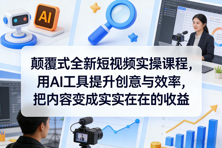 颠覆式全新短视频实操课程，用AI工具提升创意与效率，把内容变成实实在在的收益| 网创圈