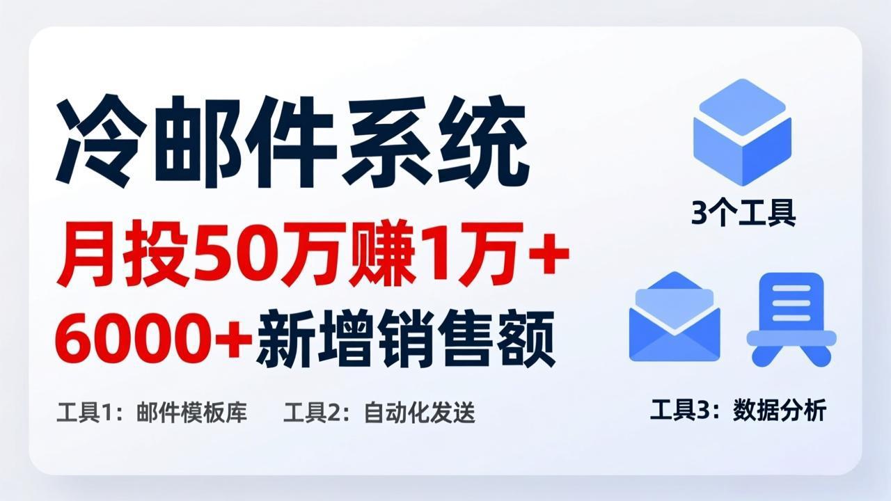 月投 50 刀赚 1 万 +！冷邮件系统：6000 + 新增销售额，靠 3 个工具轻松搞| 网创圈