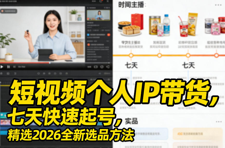 短视频个人IP带货，七天快速起号，精选2026全新选品方法| 网创圈