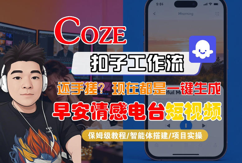 【Coze工作流搭建实操教程】【coze】早安情感电台日签视频还在手动做？用扣子工作流自动生成，省时90%| 网创圈