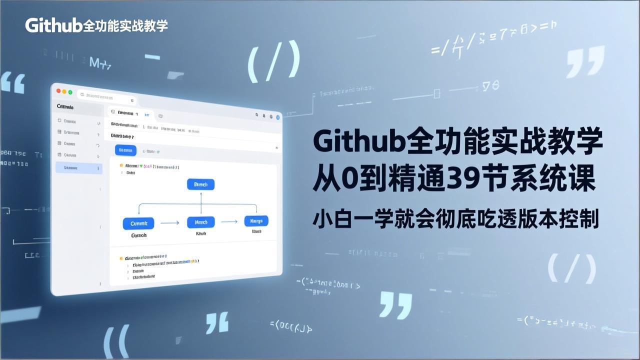 GitHub-全功能实战教学，从0到精通39节系统课，小白一学就会彻底吃透版本控制| 网创圈