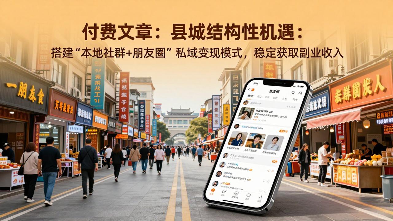付费文章：县城结构性机遇：搭建“本地社群+朋友圈”私域变现模式，稳定获取副业收入| 网创圈
