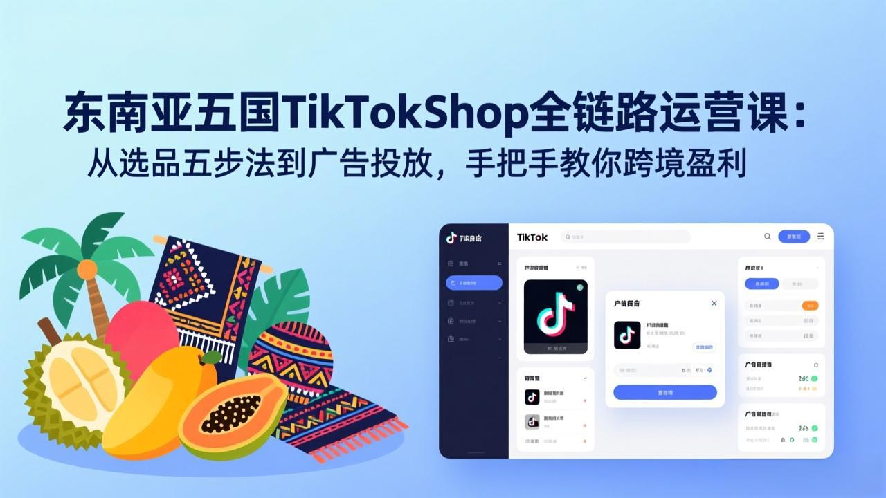东南亚五国TikTok Shop全链路运营课：从选品五步法到广告投放，手把手教你跨境盈利| 网创圈