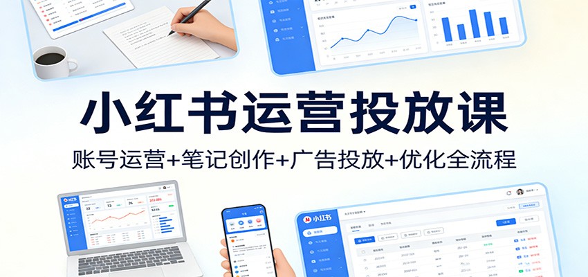 小红书运营投放课：账号运营+笔记创作+广告投放+优化全流程| 网创圈