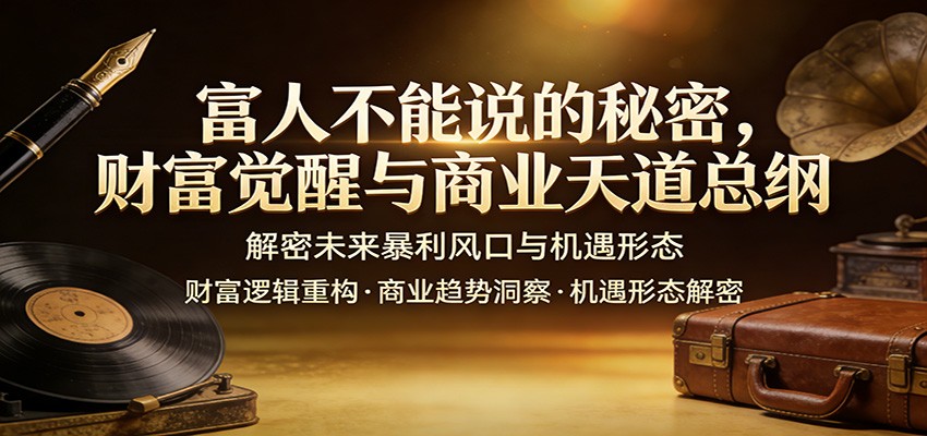 富人不能说的秘密，财富觉醒与商业天道总纲，解密未来暴利风口与机遇形态| 网创圈