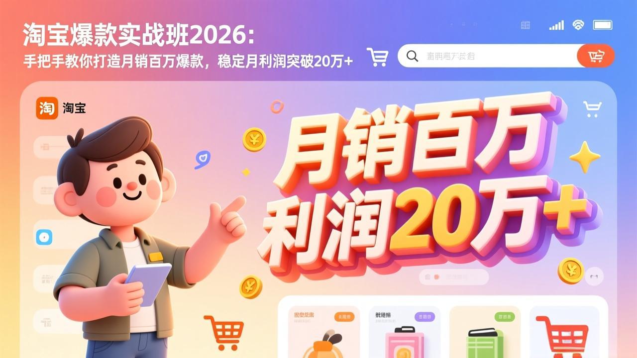 淘宝爆款实战班-2026年3月更新：手把手教你打造月销百万爆款，稳定月利润突破20万+| 网创圈