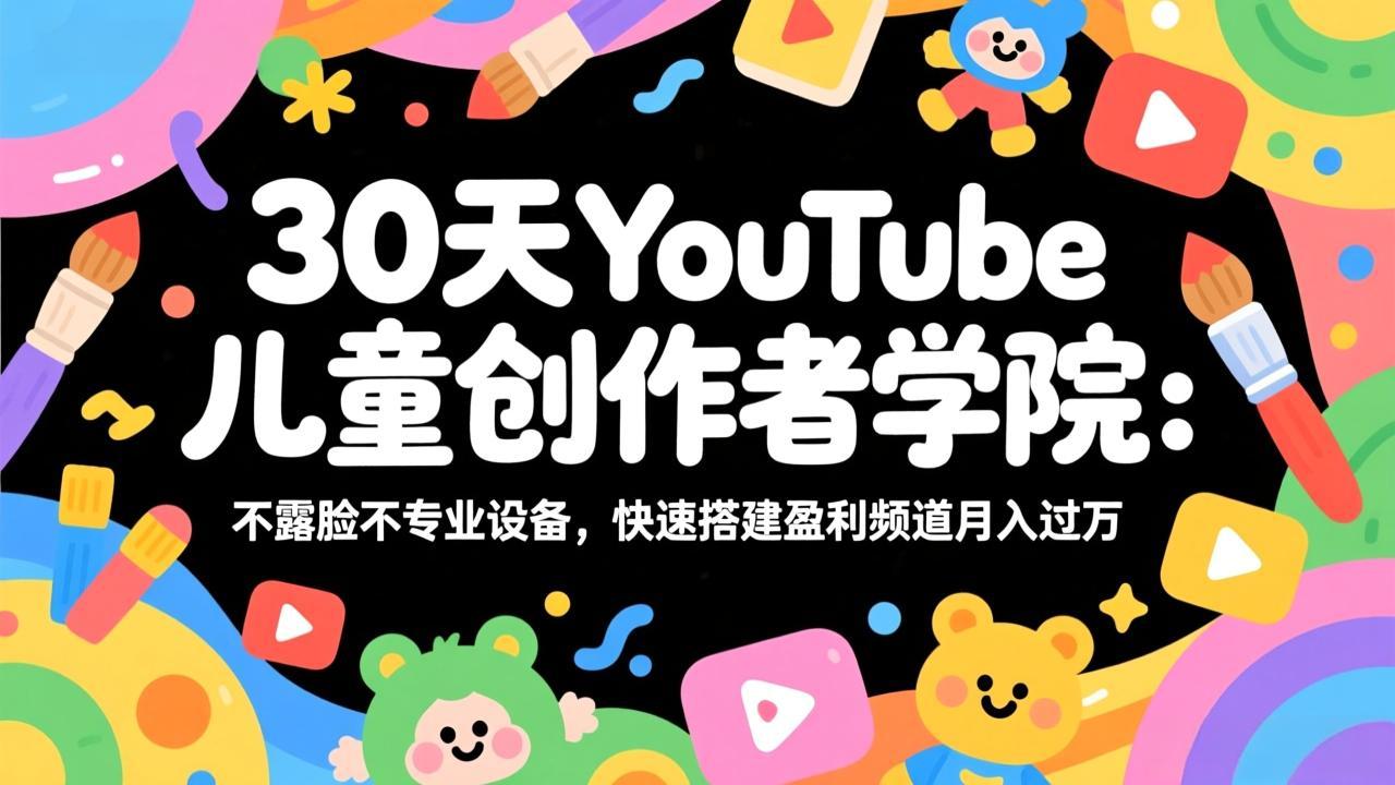 30天YouTube儿童创作者学院：不露脸不专业设备，快速搭建盈利频道月入过万| 网创圈