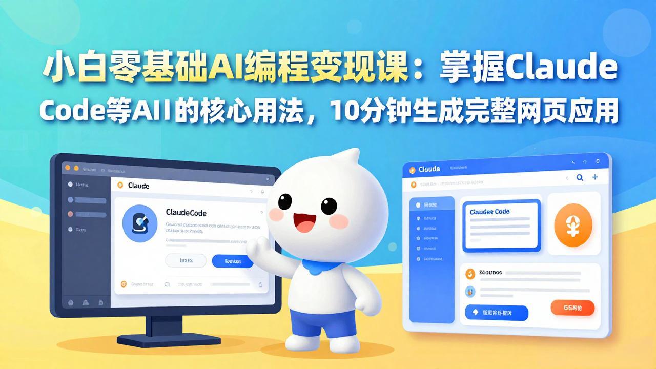 小白零基础AI编程变现课：掌握Claude Code等AI工具的核心用法，10分钟生成完整网页应用| 网创圈