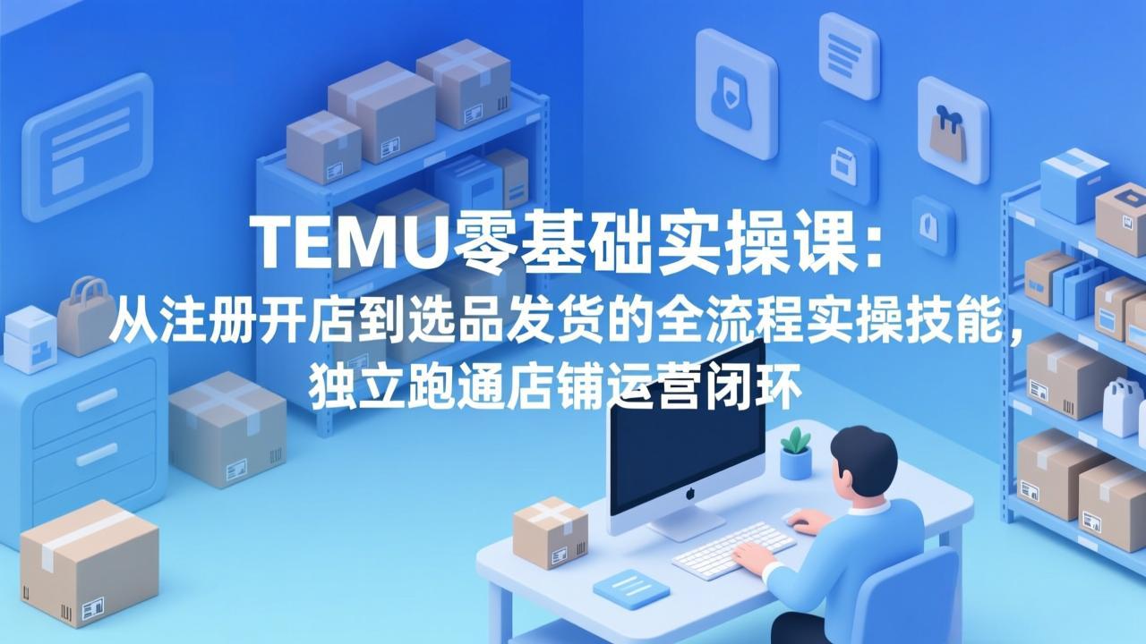 TEMU零基础实操课：从注册开店到选品发货的全流程实操技能，独立跑通店铺运营闭环| 网创圈