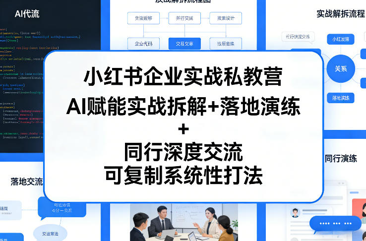 小红书企业实战私教营，AI赋能实战拆解+落地演练+同行深度交流，可复制系统性打法| 网创圈