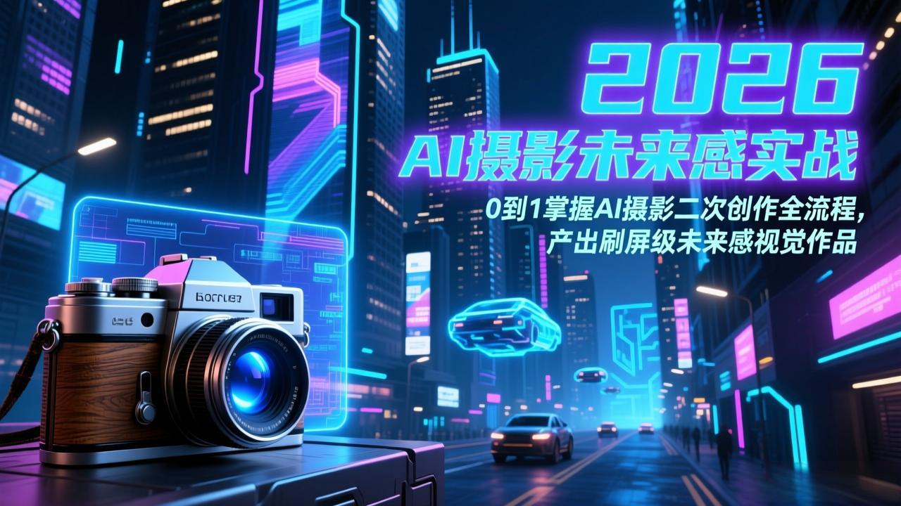 2026 AI摄影未来感实战：0到1掌握AI摄影二次创作全流程，产出刷屏级未来感视觉作品| 网创圈