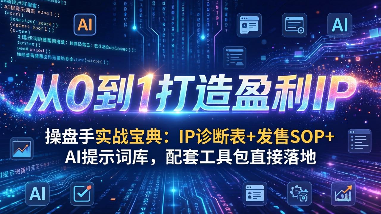 操盘手实战宝典：IP诊断表+发售SOP+AI提示词库，配套工具包直接落地，从0到1打造盈利IP| 网创圈