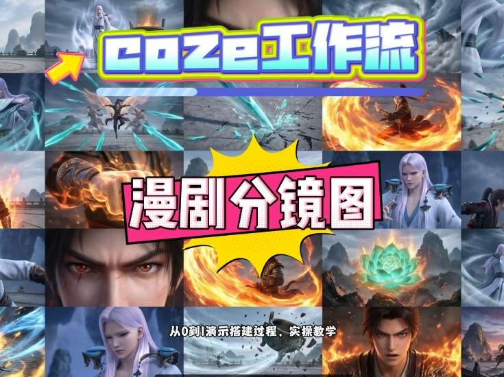 通过Coze工作流，制作《动漫分镜图》，两分钟制作完成25宫格分镜图，从0到1演示搭建过程，实操教学| 网创圈