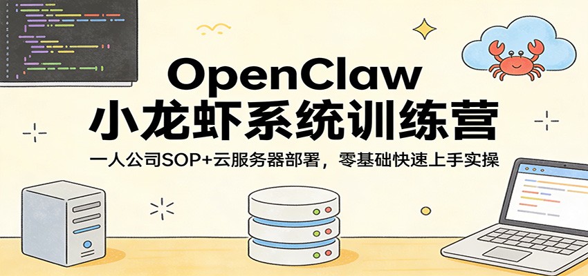 OpenClaw小龙虾系统训练营：一人公司SOP，云服务器部署，零基础快速上手实操| 网创圈