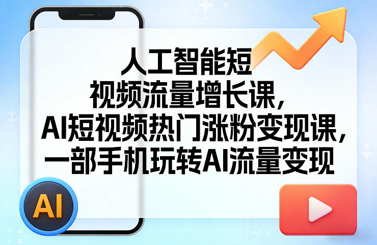 人工智能短视频流量增长课，AI短视频热门涨粉变现课，一部手机玩转AI流量变现| 网创圈
