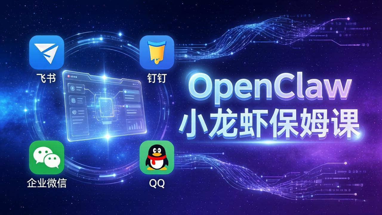 OpenClaw小龙虾保姆课： Windows/macOS/Linux/Docker全系统安装，飞书+钉钉+企业微信+QQ 全接入| 网创圈