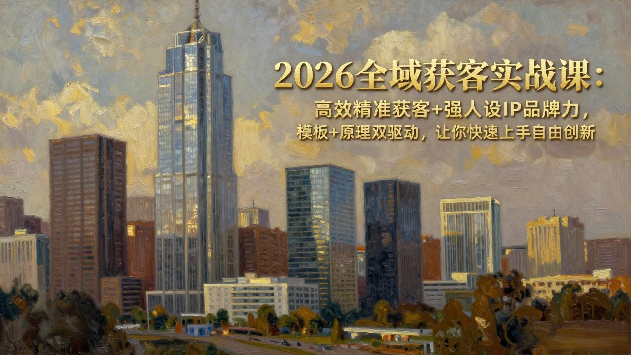 2026全域获客实战课：高效精准获客+强人设IP品牌力，模板+原理双驱动，让你快速上手自由创新| 网创圈