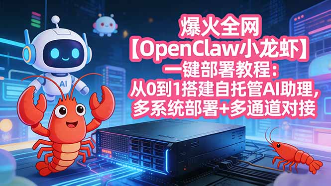 爆火全网【OpenClaw 小龙虾】一键部署教程：从0到1搭建自托管AI助理，多系统部署+多通道对接| 网创圈