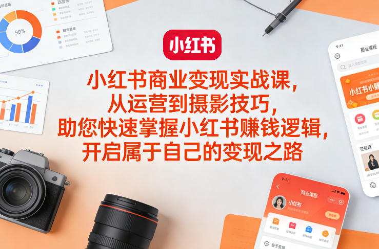小红书商业变现实战课，从运营到摄影技巧，助您快速掌握小红书賺钱逻辑，开启属于自己的变现之路| 网创圈