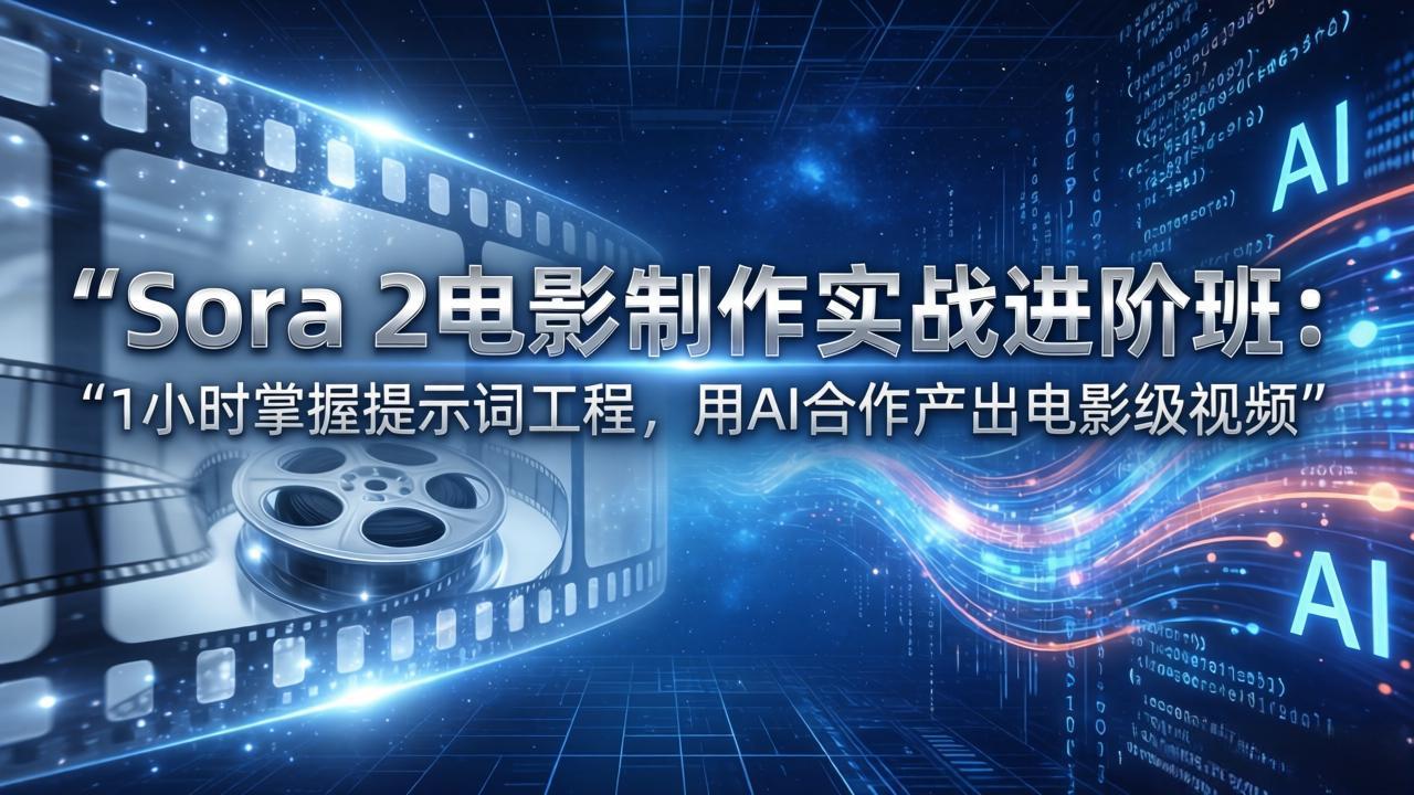 Sora 2电影制作实战进阶班：1小时掌握提示词工程，用AI合作产出电影级视频| 网创圈