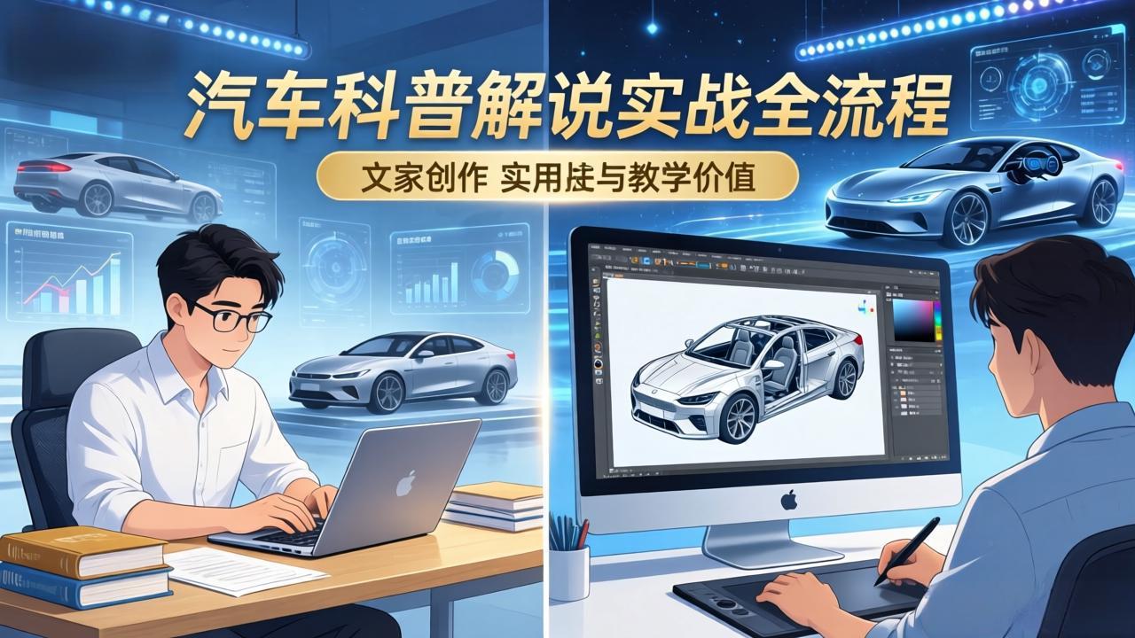 抖音汽车科普解说实战：文案+动画+画面处理+去水印全流程，打造专业汽车科普视频| 网创圈