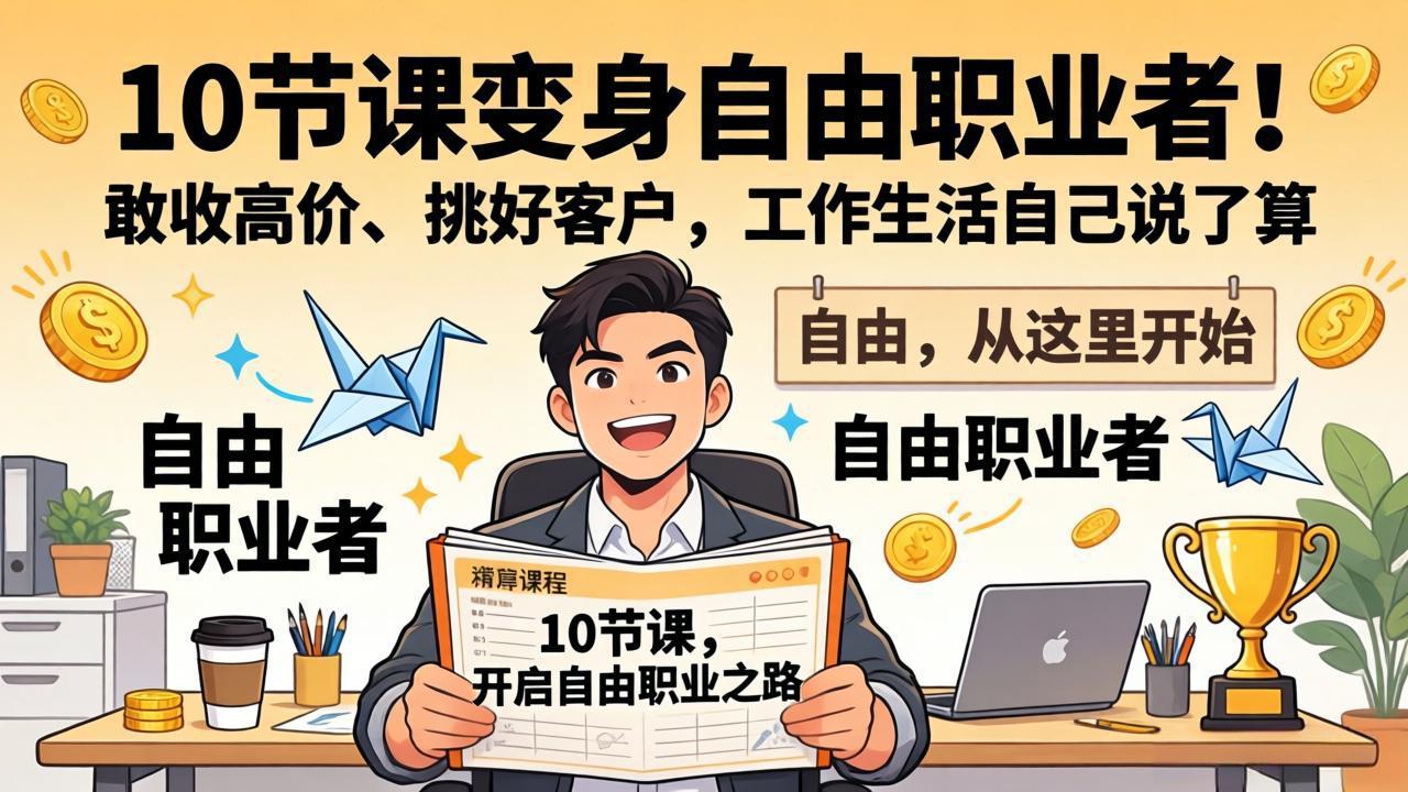 10 节课变身自由职业者！敢收高价、挑好客户，工作生活自己说了算| 网创圈