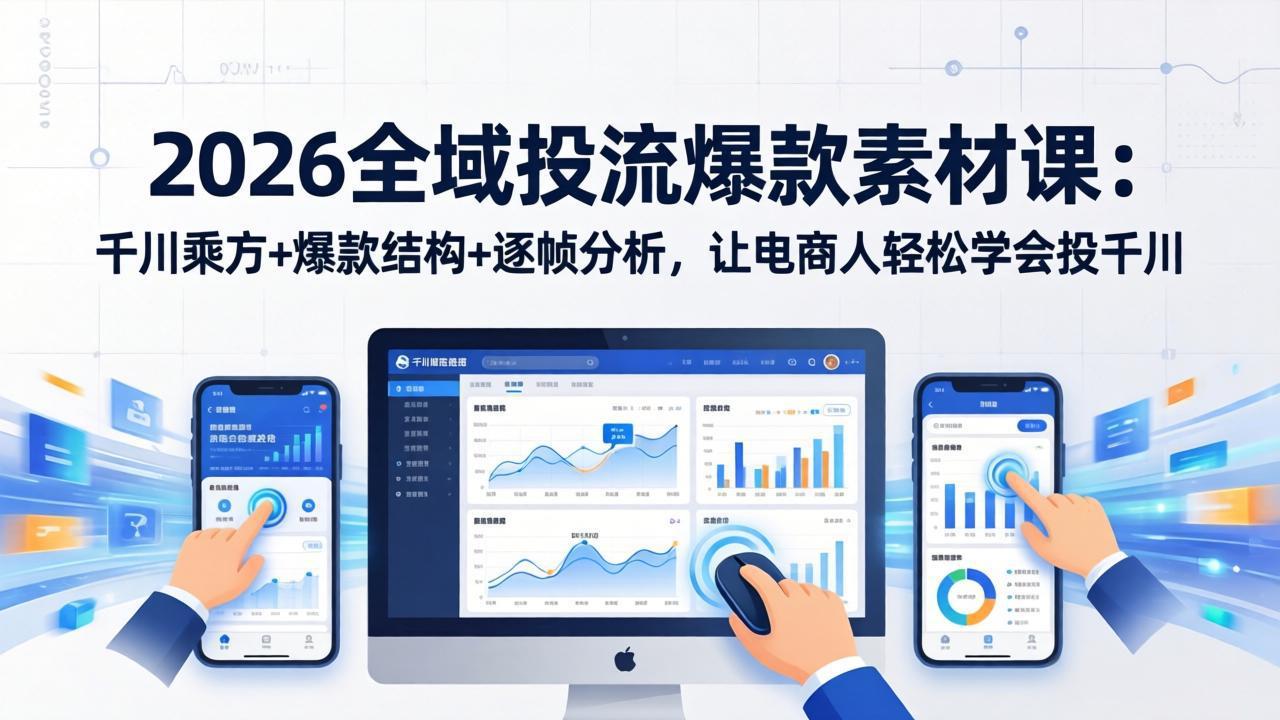 2026全域投流爆款素材课：千川乘方+爆款结构+逐帧分析，让电商人轻松学会投千川| 网创圈