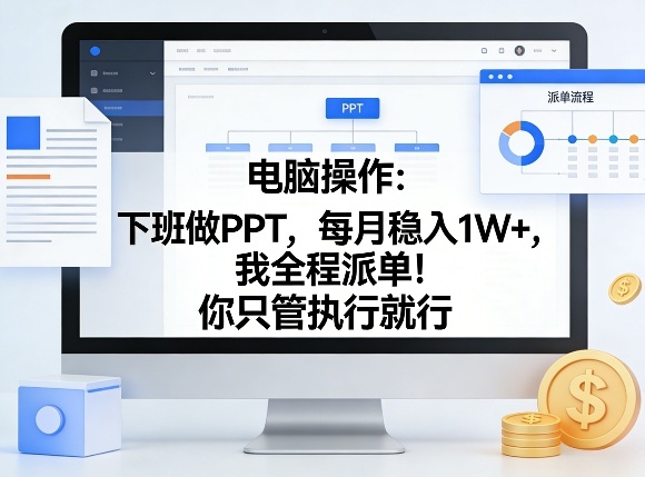 电脑操作：下班做PPT，每月稳入1W+，我全程派单！你只管执行就行【揭秘】| 网创圈