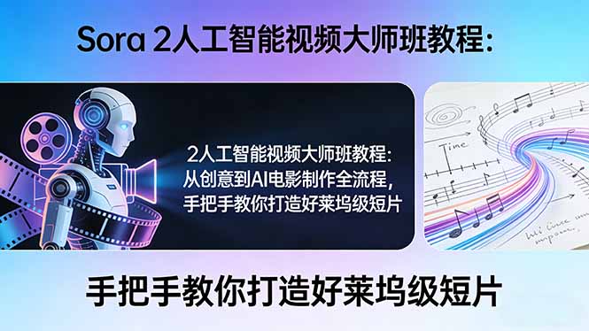 Sora 2人工智能视频大师班教程：从创意到AI电影制作全流程，手把手教你打造好莱坞级短片| 网创圈
