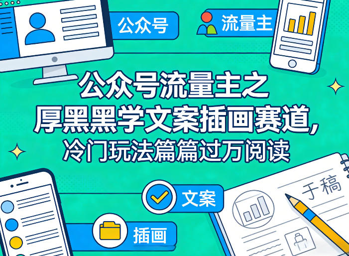 公众号流量主之厚黑学文案插画赛道，冷门玩法篇篇过万阅读| 网创圈