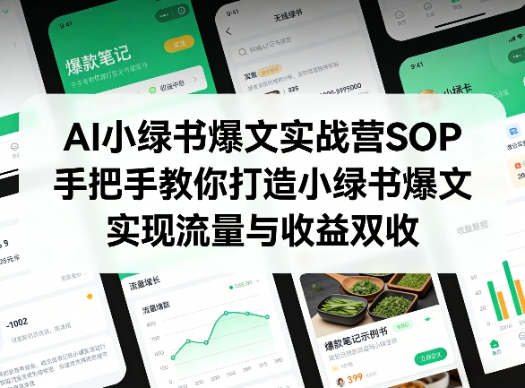 AI小绿书爆文实战营SOP，手把手教你打造小绿书爆文，实现流量与收益双收| 网创圈