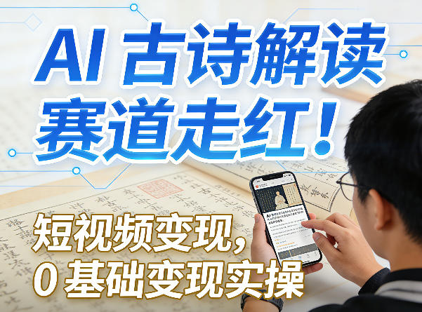 AI古诗解读赛道走红！短视频变现，0基础变现实操| 网创圈