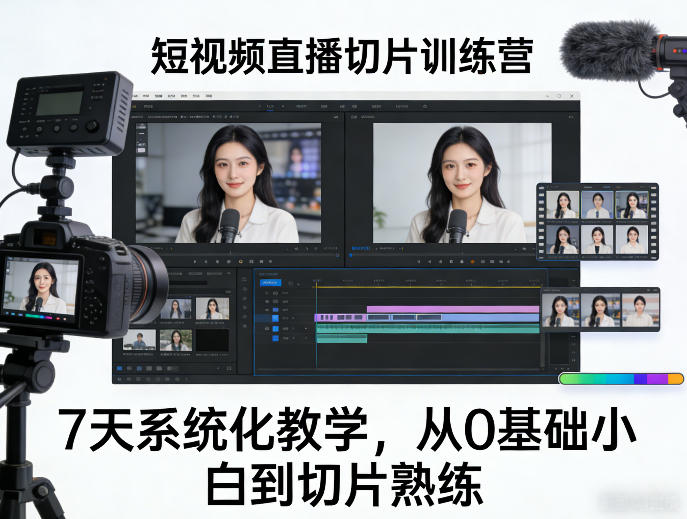 短视频直播切片训练营，7天系统化教学，从0基础小白到切片熟练| 网创圈