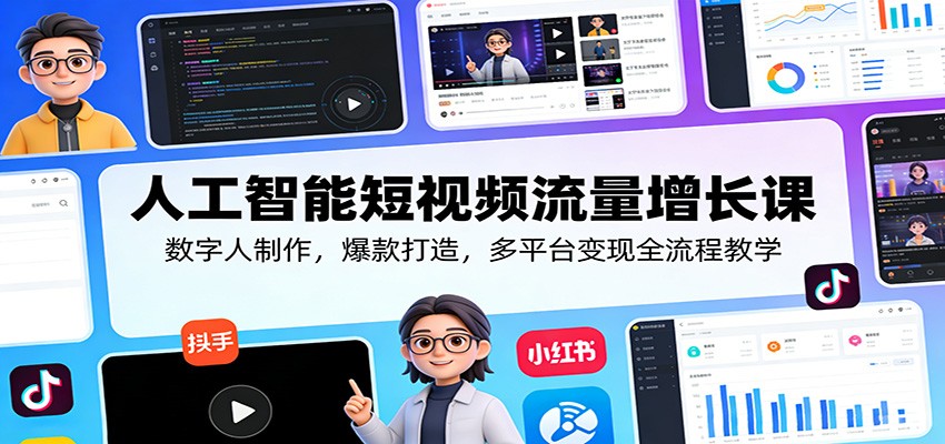 人工智能短视频流量增长课：数字人制作，爆款打造，多平台变现全流程教学| 网创圈