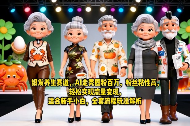 银发养生赛道，AI走秀圈粉百万，粉丝粘性高，轻松实现流量变现，适合新手小白，全套流程玩法解析| 网创圈