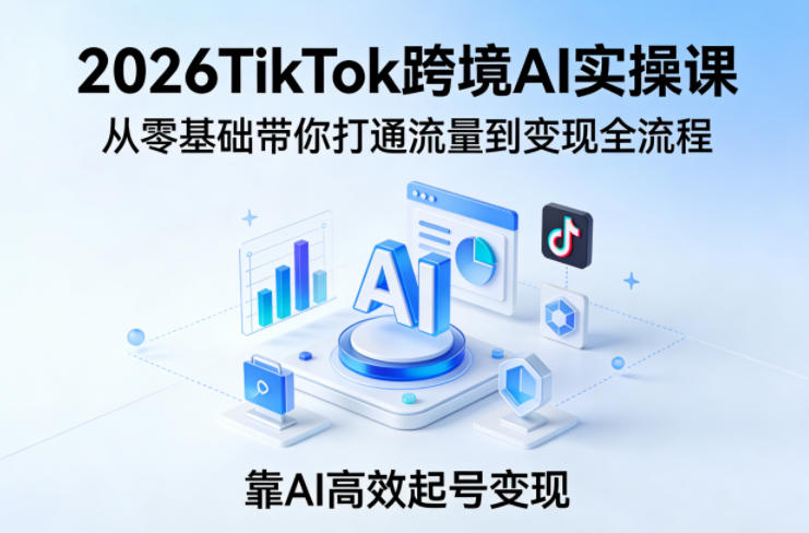 2026TikTok跨境AI实操课，从零基础带你打通流量到变现全流程，靠AI高效起号变现| 网创圈