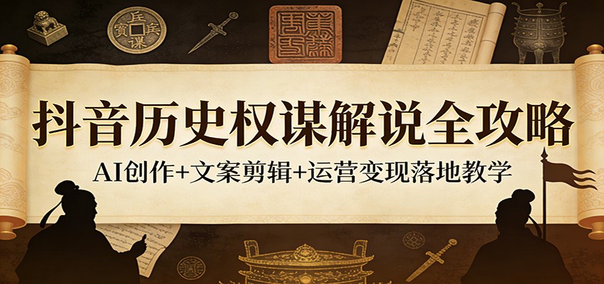 抖音历史权谋解说全攻略：AI创作+文案剪辑+运营变现落地教学| 网创圈