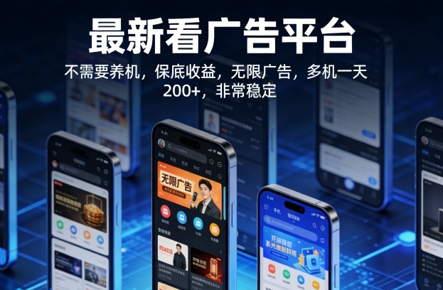 最新看广告平台，不需要养机，保底收益，无限广告，多机一天200+，非常稳定【揭秘】| 网创圈