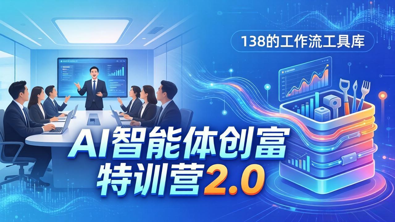 AI智能体创富训练营2.0：3天闭门直播+视频课+工具库，从0到1搭建智能体附138个工作流| 网创圈